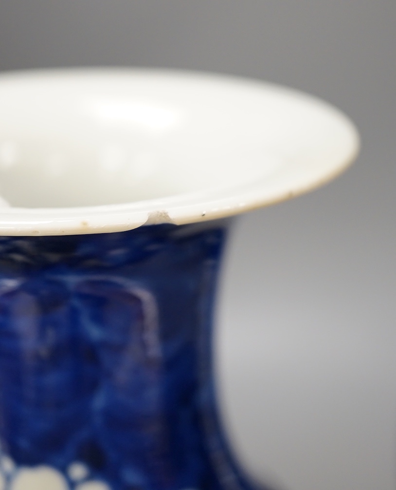 Two 19th century Chinese blue and white prunus vases, 31cm